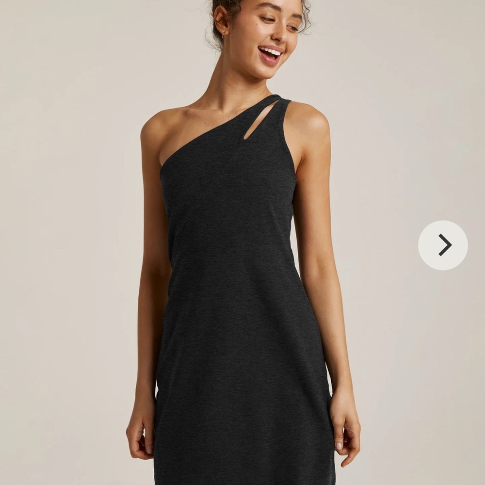 Beyond Yoga Lost Your Mind Black One-Shoulder Dress